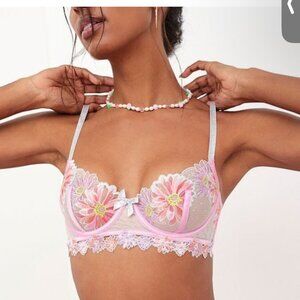 NEW FOR LOVE AND LEMONS ASTER embroidered longline bra m